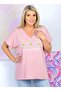 Daisy Printed V-Neck Cotton Premium Plus Size Women's T-Shirt - 5