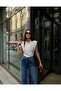 Women's Padded Shoulder V-Neck Blouse