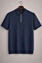 Polo Collar Zippered Knitted Old Money Knitted First Quality Soft Short Sleeve Men's T-Shirt