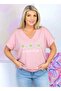 Daisy Printed V-Neck Cotton Premium Plus Size Women's T-Shirt - 2