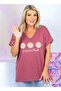 Daisy Printed V-Neck Cotton Premium Plus Size Women's T-Shirt - 2