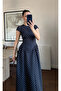 Black Waist-Slit Polka Dot Patterned Dress - 5092 - 4