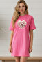 Elbisee Women's Red Oversize T-Shirt Dress – Heart Rose Pattern