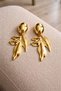 Gold Color Leaf Detailed Large Size Earrings Non-Tarnish Plated Stylish and Modern Design Bijouterie Earrings - 4