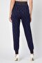 Women Regular Fit Metallic Pants, Navy - 4