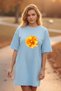 Elbisee Women's Red Oversize T-Shirt Dress – Yellow Floral Print