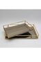 2 Piece Metal Wire Rectangular Mirrored Tray Silver/silver/gold