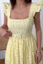 Square Neck Premium Brode Fisto Dress with Belt and Lace - 2