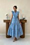 High Neck Button and Thin Lace Detailed Ruffled Premium Brode Scallop Dress - 4
