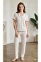 Short Sleeve Patterned Buttoned Women's Pajama Set