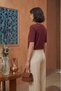 Women's Deep V-Neck Short Sleeve Stretchy Viscose Bodysuit Burgundy - 6
