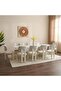 Qasr 1+10 Seater Marble Top Dining Set -White Grey/Pearl White