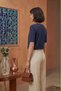 Women's Deep V-Neck Short Sleeve Stretchy Viscose Bodysuit Navy Blue - 6