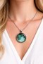 Turquoise Galaxy Patterned Round Pendant Silver Color Chain Unisex - 2
