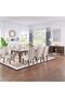New 8 Seater Marble Top Dining Table - Beige / Walnut - 6