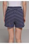Regular Fit Mid-Waist Striped Women's Navy Blue Shorts - 2