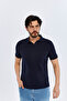 Slim Navy Blue Men's Polo Neck T-Shirt Ts1014000474 - 3