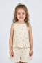 Girl's Floral Patterned Muslin Shorts Set - 2