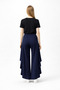 Women's Wide-Legged Trousers – High-Waisted, Elastic, Slit Detail, Loose-Fitting Summer Pants - 3