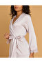 Women Purple Satin Long Sleeve Robe - 4