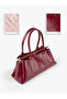 Wrinkled Textured Burgundy Shk317 Faux Leather, 3 Compartments, Zippered, Lined, Hand, Arm and Shoulder Bag - 4