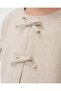 Girl's Cotton Stone Color Ribbon Detailed Ruffle Blouse Shorts Set - 4