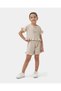 Girl's Cotton Stone Color Ribbon Detailed Ruffle Blouse Shorts Set - 2