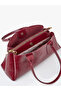 Wrinkled Textured Burgundy Shk317 Faux Leather, 3 Compartments, Zippered, Lined, Hand, Arm and Shoulder Bag - 6