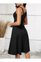 Women's One-Shoulder Stripe Detailed Sleeveless Viscose Dress with Side Button Detail - 2