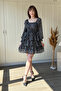 Layered Ruffle Chiffon Short Patterned Dress - 3
