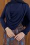 Navy Blue Patterned Pantain Chiffon Skirt Suit - 3