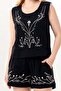 Sleeveless Cunda Crew Neck Summer Embroidered Muslin Blouse Black Syh - 3