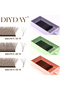 8-15Mix 0.07mm D 3D W Dark Brown DIYDAY Brown 3D 4D 5D W-Shaped Eyelashes Easy Apply Premade Fan Las