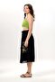 Canan Vual Binding and Rubber Detail Midi Length Summer Authentic Skirt Black Syh - 4