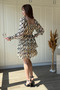 Layered Ruffle Chiffon Short Patterned Dress - 4