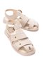 Women's Suede Buckle Detailed Strappy Sandals 6359 Beige Suede
