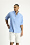 Long Sleeve Regular Fit Patterned Linen Shirt