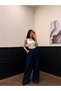 Women's High Waist Wide Leg Flowy Palazzo Pants with Pleated Detail on the Front - 5