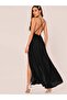Women's Rope Strap Double Breasted Crepe Long Dress with Slit Detail - 4