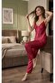Women's Satin Alt Pajama and Bustier with Lace Detail, 2-Piece Pajama Set - 3