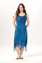 Sleeveless Night Round Neck Authentic Poplin Midi Length Dress Indigo Indg