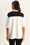 Women's White Black Shawl Detailed Oversize Basic T-Shirt 1094 60286118 - 6