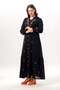 Long Sleeve Ala Embroidered Tassel Lace-Up High Collar Summer Sile Fabric Long Dress Black Syh - 6