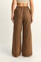 Women's Brown Elastic Waist Pocket Detailed Loose Linen Trousers Yp5562 60286109 - 7