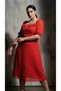 Apsen Women Red Polka Dot Square Neck Ruffle Detail Balloon Sleeve A-Line Zipper Midi Dress 4523-115 - 8