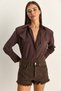 Bitter Brown Padded Cross-Cover Detail Asymmetrical Wide Cuff Poplin Shirt Dg261020 60286096 - 3