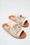 Beige Suede Women's Beaded Tassel Slippers Md1001-122-0006 - 4