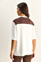 Women's White Coffee Shawl Detailed Oversize Basic T-Shirt 1094 60286118 - 7