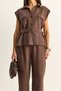 Women's Cocoa Padded Belt Detailed Pocketed Vest with Elastic Waist Pocketed Modal Suit 7502 60286137 - 5