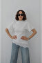 Women's Asymmetric Lace Detail Bluz White - 3